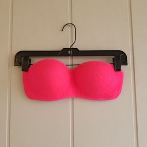Victoria Secret Pink Lace Bandeau Bra Size Medium Hot Pink Strapless Pad…